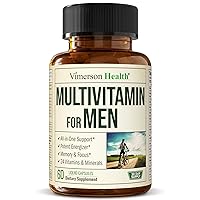 Multivitamin for Men - Daily Mens Multivitamins & Multiminerals Supplement for Energy, Focus, Performance. Mens Vitamins A, C, D, E & B12, Zinc, Calcium, Magnesium, Iron. Liquid Multivitamins Capsules
