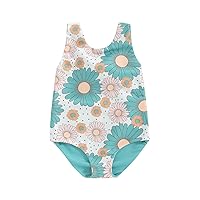 Toddler Baby Girls Swimsuit Floral Print Shoulder Straps Beachwear Sleeveless Ruffles Summer Beach Bathing Suit
