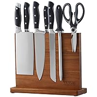 VEVOR Magnetic Knife Block, 12 inch Home Kitchen Knife Holder, Double Sided Magnetic Knife Stand, Multifunctional Storage Acacia Wood Knives Rack, Cutlery Display Organizer for Knives, Utensils, Tools