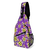 Queen Bee Sling Bag Full Print Crossbody Backpack Shoulder Bag Lightweight One Strap Travel Hiking Daypack