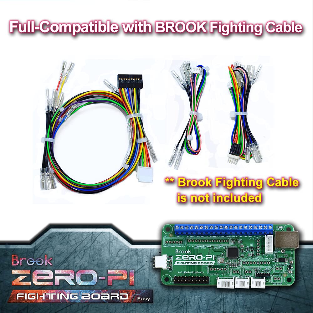 Brook Zero- Pi Fighting Board Easy Version - Compatible with Switch/ PS3/ PS2/ PS/ PC(X-Input)/ Retro Gaming Emulator to Arcade Stick Screw Terminal Header Included