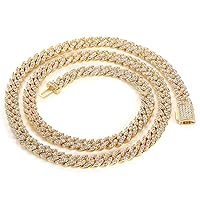 Solid Thick Hip Hop Miami Cuban Link Chain, Width 8MM Big Iced Out Cuban Chain, 16-24 Inch Sparkling Cuban Chain Necklace for Men, Gift Box Included