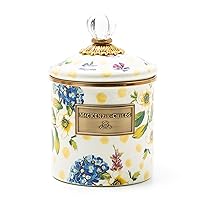 Small Enamel Canister, Kitchen Storage Container for Flour and Sugar, 38 Ounces, Yellow Wildflowers