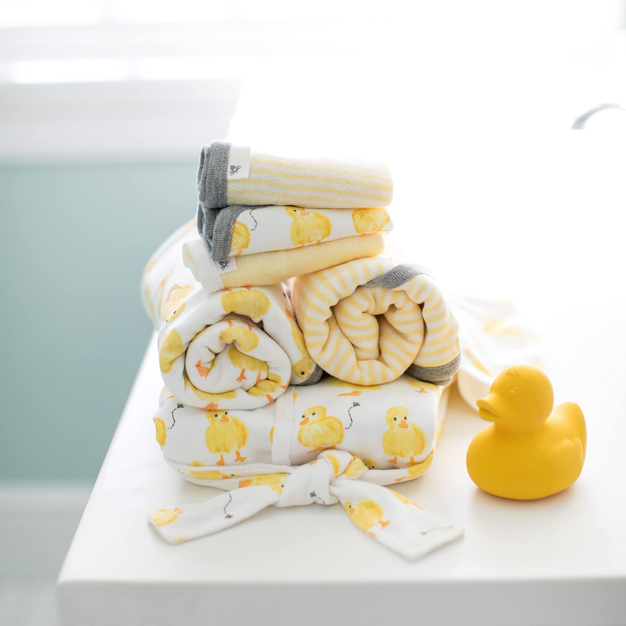 Burt's Bees Baby Bath Bundle- Hooded Towel, Washcloths & Robe Gift Set, 100% Organic Cotton
