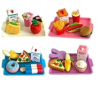 4 Mini Lunch Trays with Mini Food for 18 Inch Dolls