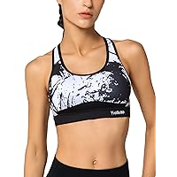 Yvette High Support Sports Bra for Women Printed High Impact Racerback Running Workout Bra for Large Bust