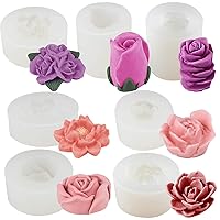 Rose Peony Flower Plant Silicone Molds for Epoxy Resin Soap Candle Wax Polymer Clay Concrete Plaster Fondant Cake Decor Chocolate Isomalt 7-Count