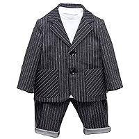 Boys' Suit Stripe 2-Piece Tuxedo Set Single Breasted Button Jacket Pants Formal Wedding Outfits