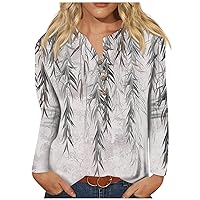 Women Tops Dressy Sexy Ethnic Floral Shirt Casual Crew Neck Button Up T-Shirt Sexy Long Sleeve Blouses Fall Top