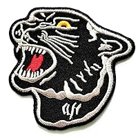 Nipitshop Patches Black Panther cat Puma Jaguar Leopard Cougar Animal Wildlife Embroidered Badge Iron On Sew On Patch for Clothes Backpacks T-Shirt Jeans Skirt Vests Hat Bag