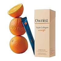 Triple Collagen Liquid Packets On-The-Go - Peptides with Hydrolyzed Marine Collagen, Elastin, Hyaluronic Acid and Vitamin for Healthy Skin - Orange Flavor - 14 Individual Stick Packs