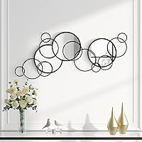 Decorative Wall Mirror, Modern Wall Mirrors for Living Room Decor Black Overlapping Metal Wall Mirror for Entryway Foyer Hallway Bedroom, 48 * 19 in Large Wall Mirror Decor