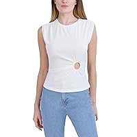 BCBGeneration Women's Crew Neck Jersey Cut Out Pullover Muscle Tee