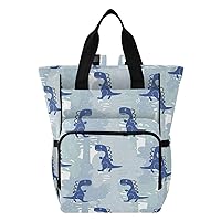 Blue Dinosaur Diaper Bag Backpack for Baby Boy Girl Large Capacity Baby Changing Totes with Three Pockets Multifunction Travel Diaper Bag for Travelling Shopping