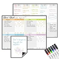 JJPRO Magnetic Dry Erase Chore Chart and Weekly Calendar Set for Fridge-Chore Chart for Multiple Kids,Weekly Planner Board,Behavior Chart for Multiple Kids,Reward Chart,Bonus to-do Whiteboard