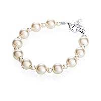 Elegant Sterling Silver Baby Girl Stylish Bracelet with European Simulated Pearls (B128)