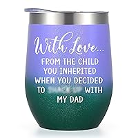 Lifecapido Gifts for Stepmom, With Love From the Child You Inherited Insulated Wine Tumbler, Bonus Mom Gifts, Christmas Mother's Day Birthday Gift for Stepmom Stepmother from Stepchild, 12oz Gradient