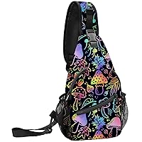 Mushroom Sling Bag for Women Sling Backpack Travel Chest Daypack Lightweight Leisure Sports Outdoor Running