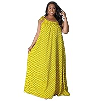 Women Plus Size Dresses Sleeveless Off Shoulder Halter Sexy Loose Casual Ruffle Tiered Flowy Dresses Floor Length Skirts