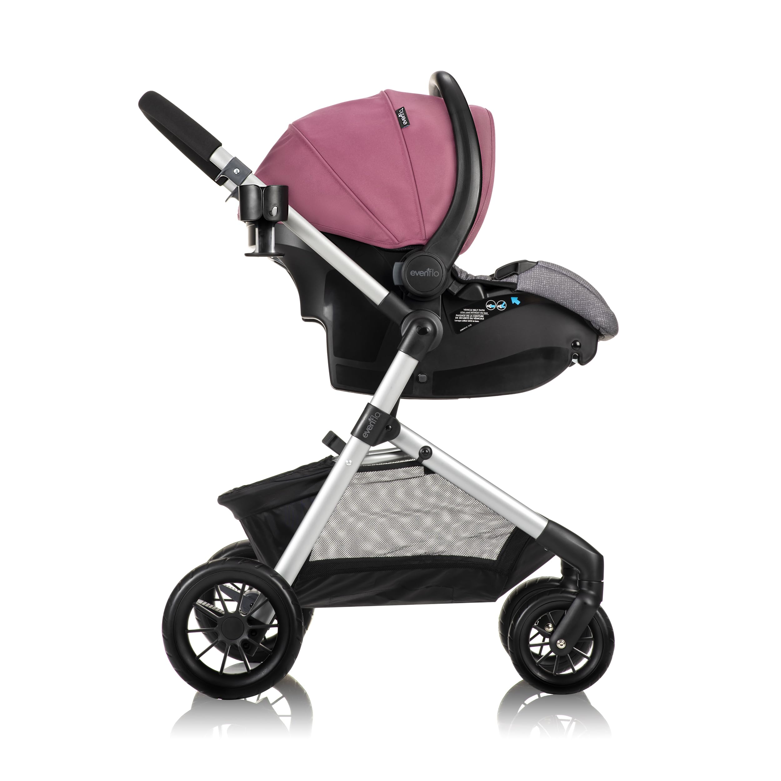 Evenflo Pivot Modular Travel System with LiteMax Infant Car Seat with Anti-Rebound Bar (Dusty Rose Pink)