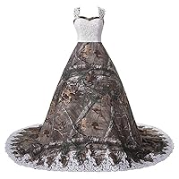 DINGZANCAMO Puffy Ball Lace Applique and Camo Wedding Dress Ball Gownes Prom Reception Gowns