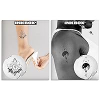 Inkbox Temporary Tattoos Bundle, Long Lasting Temporary Tattoo, Includes Unik and Geospace with ForNow ink Waterproof, Lasts 1-2 Weeks, Flower and Solar System Tattoos