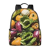 Various Vegetables Backpack Fashion Printed Backpack Lightweight Canvas Backpack Travel Daypack