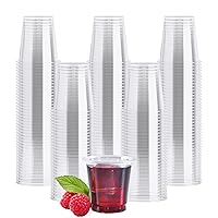JOLLY CHEF 500 Pack 2 oz Plastic Shot Glasses, Clear Disposable Cups, Heavy-duty Plastic Shot Cups Disposable for Jelly Shots, Wine Tasting, Food Samples,Thanksgiving Party, Wedding, Christmas