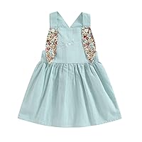 Toddler Kids Baby Girls Summer Casual Sleeveless Back Embroidered Dress Party Dress Clothes A Line Dress