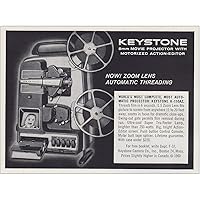 1960 Keystone Movie Projector: Zoom Lens Automatic Threading, Keystone Print Ad