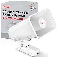 Pyle Indoor/Outdoor PA Horn Speaker - 8” Portable PA Speaker with 8 Ohms Impedance & 65 Watts Peak Power - Mounting Bracket & Hardware Included PHSP5, White