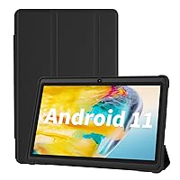 Tablet 7 Inch Android 11 32GB Storage (Expandable 128GB) 2GB RAM , Quad Core Processor Tablet PC, Dual Camera, WiFi, Type C, Include Leather Case (Black)