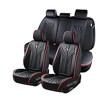 Car Seat Covers Full Set, 5 Seats Universal Seat Covers for Cars, Waterproof Nappa Leather Auto Seat Protectors, Black Front and Rear Seat Protectors Fit for Cars SUV Pick-up Truck