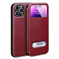 LOFIRY- Case for iPhone 14/14 Plus/14 Pro/14 Pro Max Genuine Flip Visual Suction Phone Case Shock-Proof Drop-Proof Cover No Flip to Answer Red