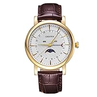 Casual Couple Watches for Men Women Day Month Moon Phase Leather Strap Watches CA1174GL