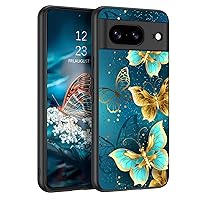 GUAGUA Compatible with Google Pixel 8 Case 2023 6.2 Inch Glow in The Dark Noctilucent Luminous Cute Blue Butterfly Slim Fit Cover Protective Anti Scratch Case for Google Pixel 8 2023, Blue