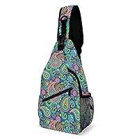 Paisley Psyche Sling Backpack Multipurpose Crossbody Shoulder Bag Printed Chest Bag Travel Hiking Daypack