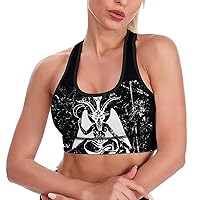 Satanic Goat Baphomet Women's Sports Bra Wirefree Breathable Yoga Vest Racerback Padded Workout Tank Top
