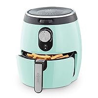 Dash Deluxe Electric Air Fryer + Oven Cooker with Temperature Control, Non-stick Fry Basket, Recipe Guide + Auto Shut off Feature, 1200-Watt, 3 Quart - Aqua