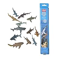 Wild Republic Shark Toys, Nature Tube, Aquatic Animal, Shark Party Supplies, Ocean Toys, Kid Gifts, Educational Toys, 12- Pieces 1.5