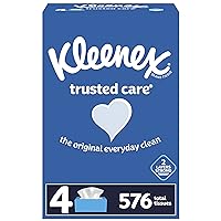 Trusted Care Everyday Facial Tissues, 4 Rectangular Boxes, 144 Tissues per Box (576 Tissues Total)