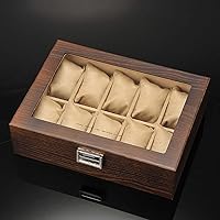 Men's 10-Slot Watch Storage Box, Large-Capacity Double-Row Women's Jewelry Bracelet Watch Case Brown 0104B(Color:A)