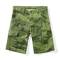 OCHENTA Boys Casual Cargo Shorts, Little Big Kids Multi Pockets Military Army Camo Pants