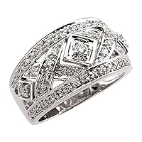 14k White Gold Diamond Fashion Ring 1/2ct Size 6 Jewelry for Women