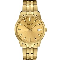SEIKO SUR442 Watch for Men - Essentials - Gold-Tone Stainless Steel Case and Bracelet, Champagne Dial
