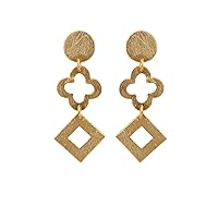 Hook Design Jewelry Lightning Bolt Metal Earrings 18k Gold Plated on Brass Celine Abstract Large Minimalist Brushed Wavy Hook Earrings