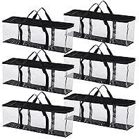 Fasmov 6 Pack DVD Storage Bags Hold up to 240 DVDs (40 Each Bag), Water Resistant DVD Holder Case with Handles, Transparent PVC Media Storage for DVDs, CDs, Video Games, Books, Black