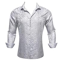 Men Long Sleeve Paisley Embroidered Casual Blouses