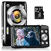 48MP Point and Shoot Digital Camera with Macro Mode, 1080P HD Compact Digital Camera with Flash 16x Zoom Anti Shake 2.88 inch IPS Screen Small Digital Camera 32GB SD Card for Teens Kids Seniors