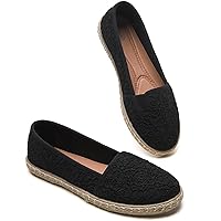 BABUDOG Women's Black Flats with Floral Embroideried,White Lace Ballet Flats,Comfortable Dress Flats